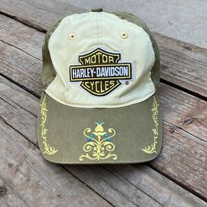 Harley-Davidson Embroidered and Bejeweled Khaki Baseball Cap